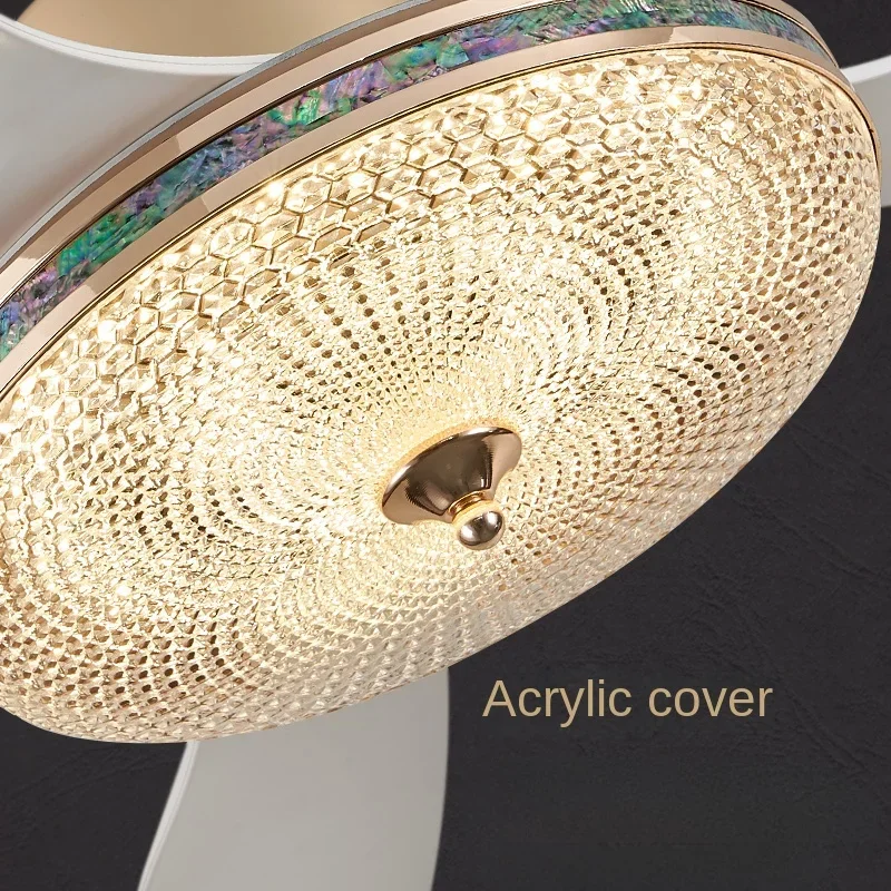 Modern restaurant straight leaf fan Nordic light luxury large wind study silent fan integrated lamp