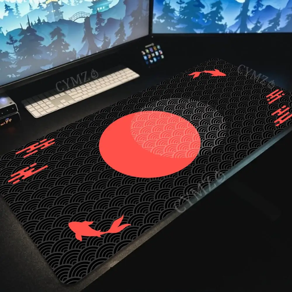 

Большой коврик для мыши Red Moon Koi and Wave, игровые коврики, противоскользящие прочные аксессуары для ПК, коврик для клавиатуры и мыши mauspad 마우스 장패드