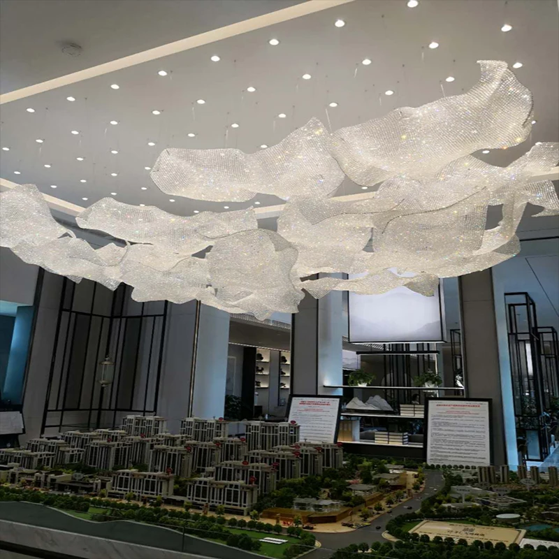 custom，Professional non-standard custom hotel lobby sales department sand table area glass beads woven art chandelier