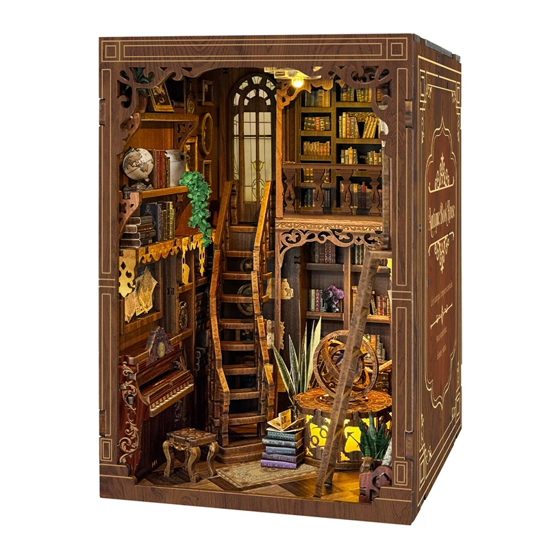 

Деревянный миниатюрный 3D-пазл DIY «Дом из книг» (Книжный уголок) — подставка для книг, подарок друзьям на день рождения