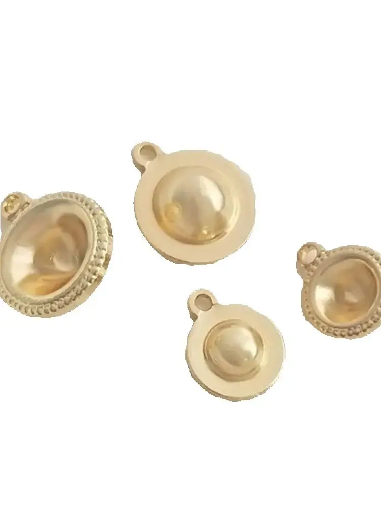 

14K Gold Wrapped Round Lace Bead Cap Pendant DIY Sticky Pearl Diamond Cup Bead Holder Accessories Bracelet Earrings Pendant K389