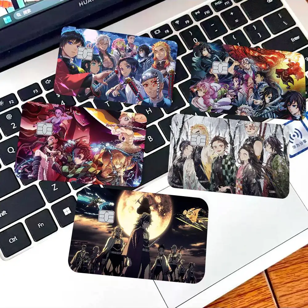 Anime D-Demon S-Slayer Cartoon Credit Card Skin Stickers for Bank Card Bus Metro Card Sticker Waterproof Women Gift