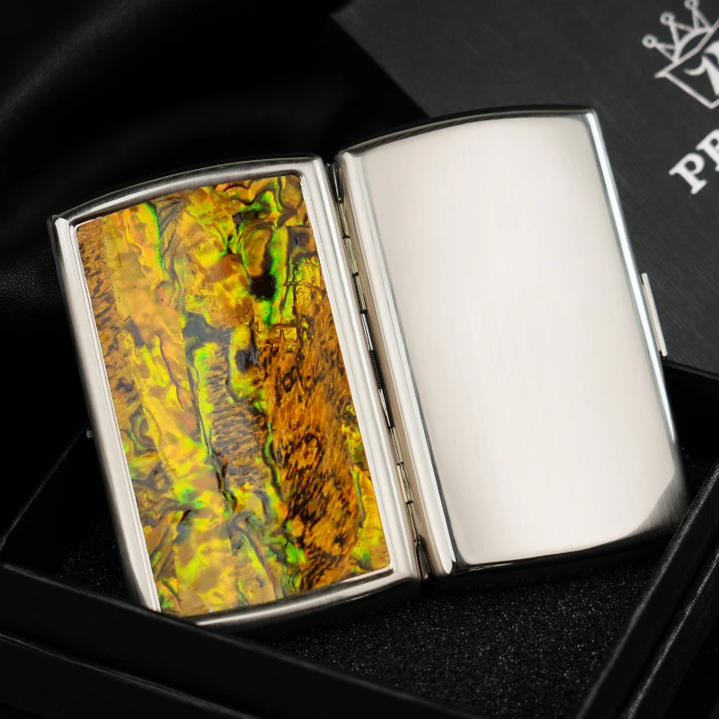 

Винтажный портсигар из металла с натуральной ракушкой и светоотражающими элементами, легкий, роскошный, портативный, ударопрочный, эстетичный
