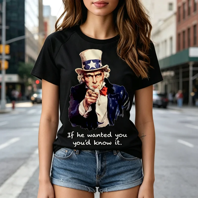 Uncle Sam Watercolor Graphic T Shirt Funny Patriotic Quote Print Womens Raglan Cotton Short Sleeve Casual Holiday Streetwear Top