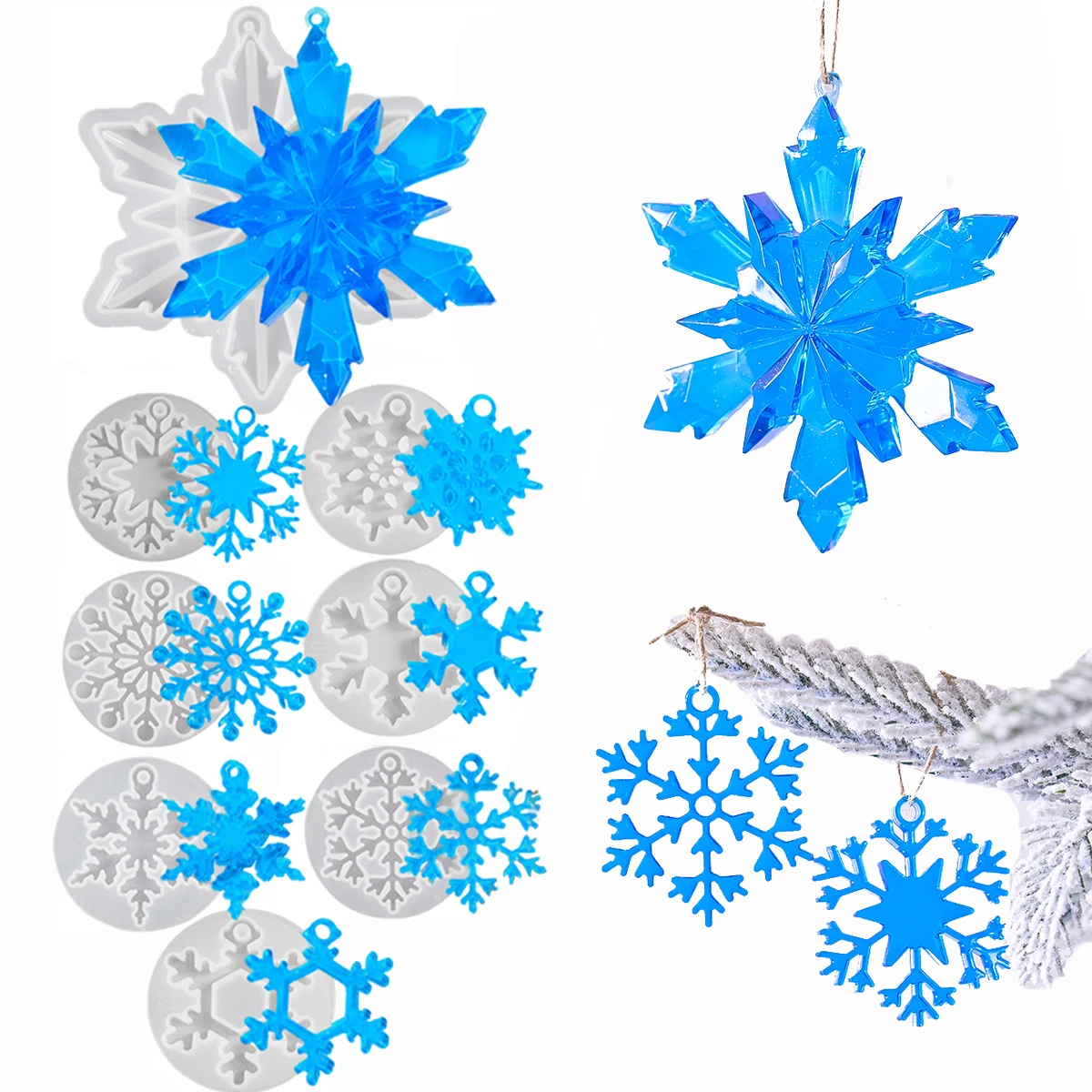 Снежинка Кристалл Эпоксидная смола Силиконовые формы Рождественские украшения Подвеска DIY Литье из смолы Гипсовая форма Праздничные принадлежности для рукоделия