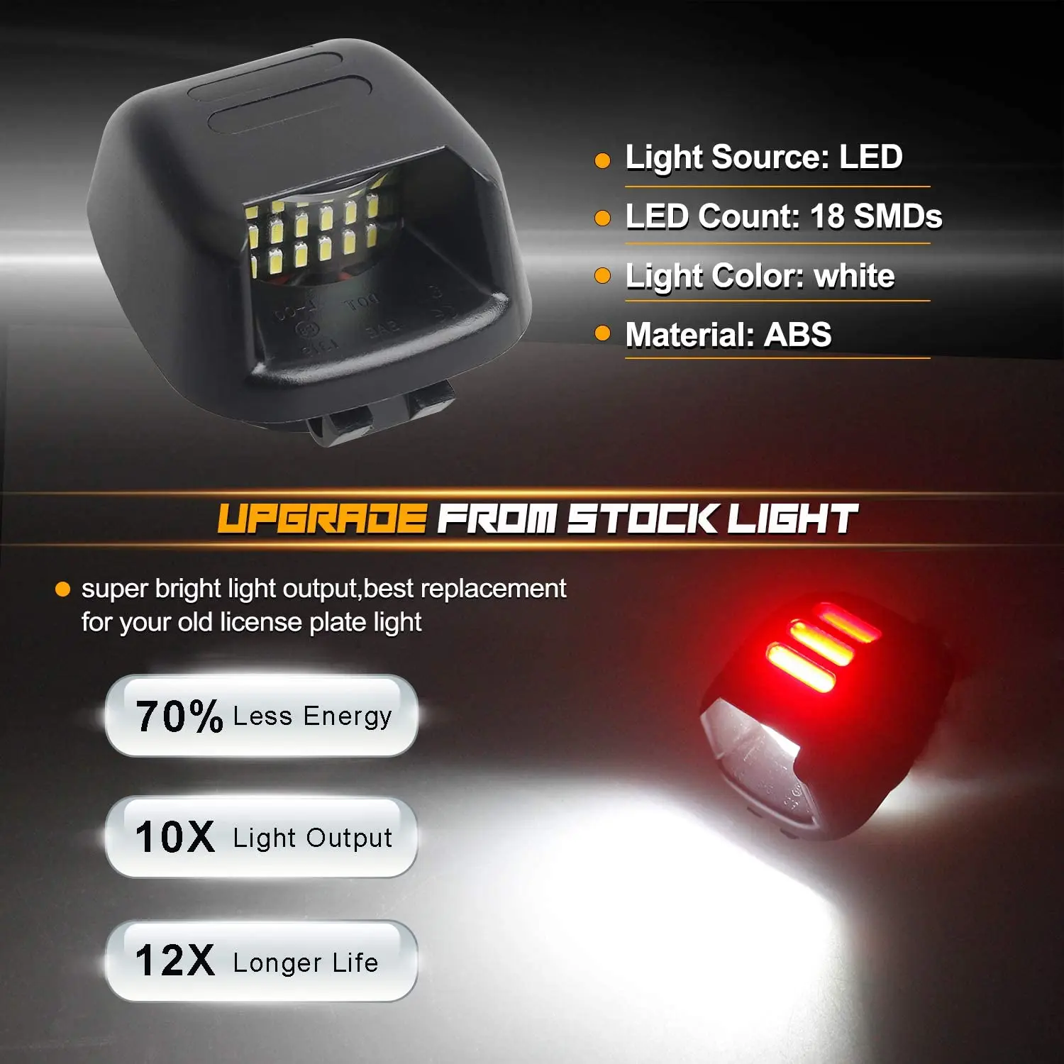 A00E-2Pcs Red Tube SMD LED License Plate Light For Nissan Navara D40 2005-2016