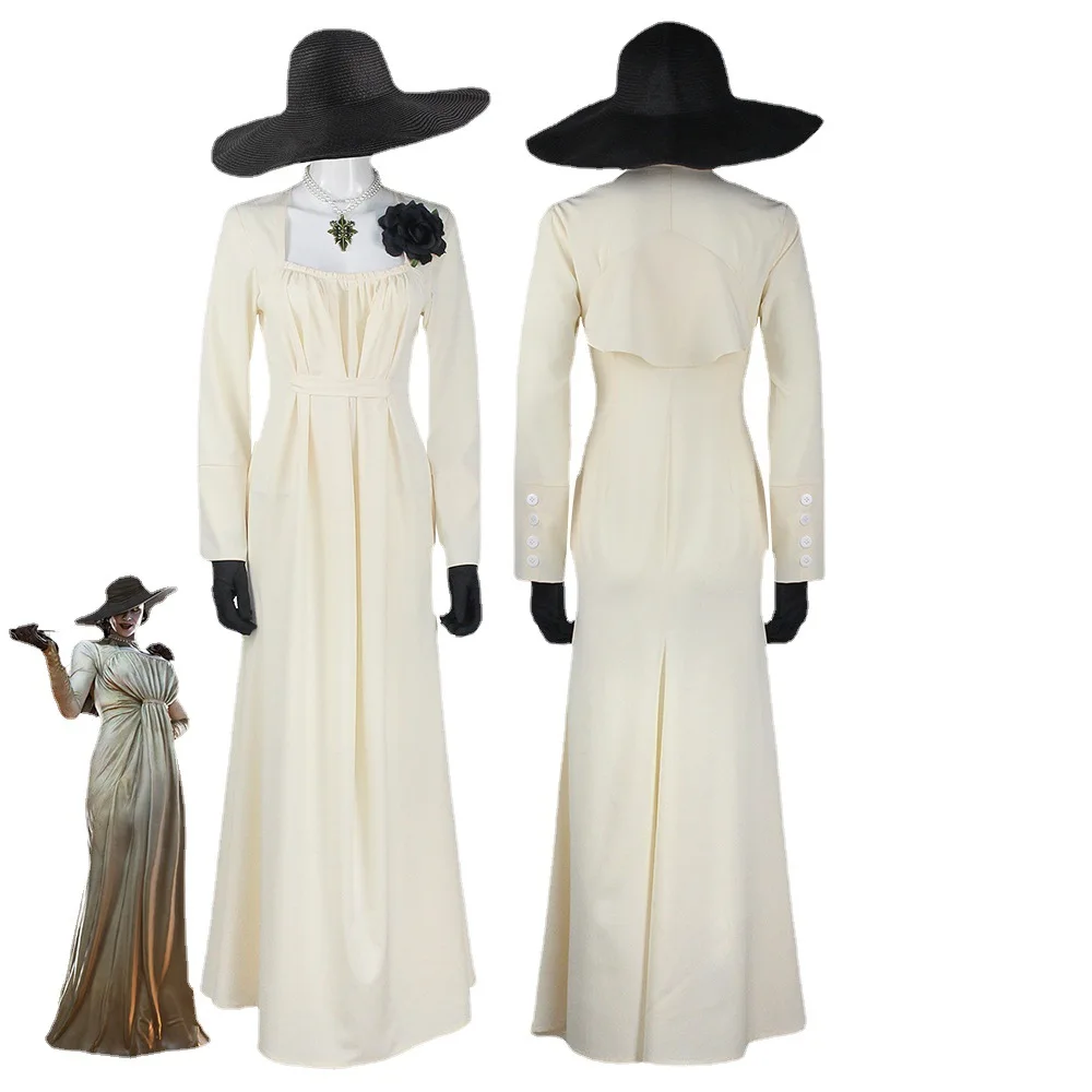 

Village косплей Dimitrescu вампир леди Timitrescu cos костюм женский Хэллоуин косплей костюм для взрослых женщин платье на Хэллоуин