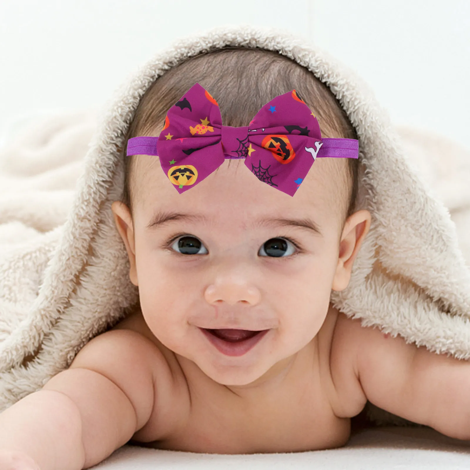 

4pcs Pumpkin Hairbands Adorable Infant Headbands Halloween Girls Bright Colors Festive Costume Accessories Hair Strap