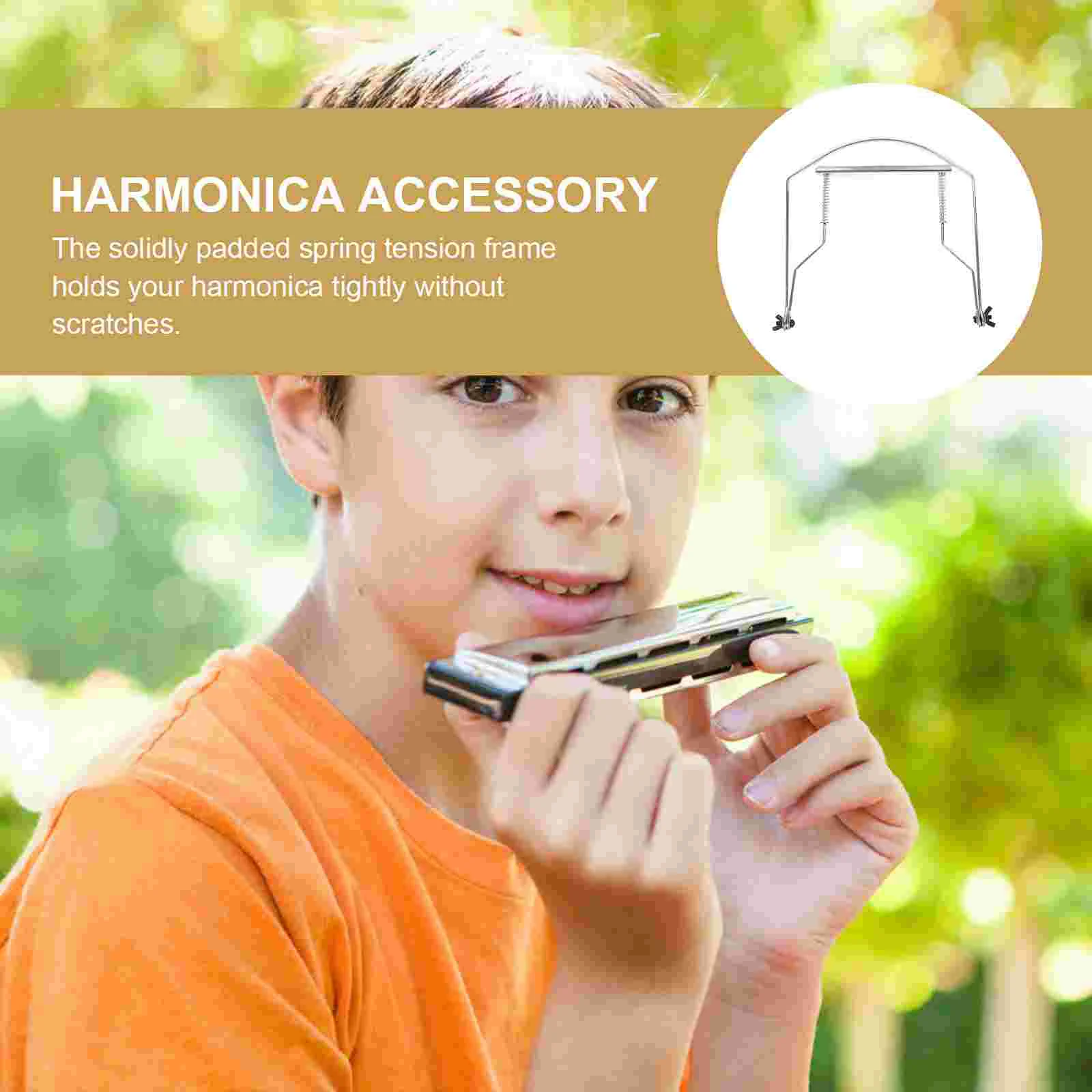 10 Holes Harmonica Neck Holder Metal Frame Harp Rack Harmonica Model Mouth Organ Accessory (Green) harmonica holder