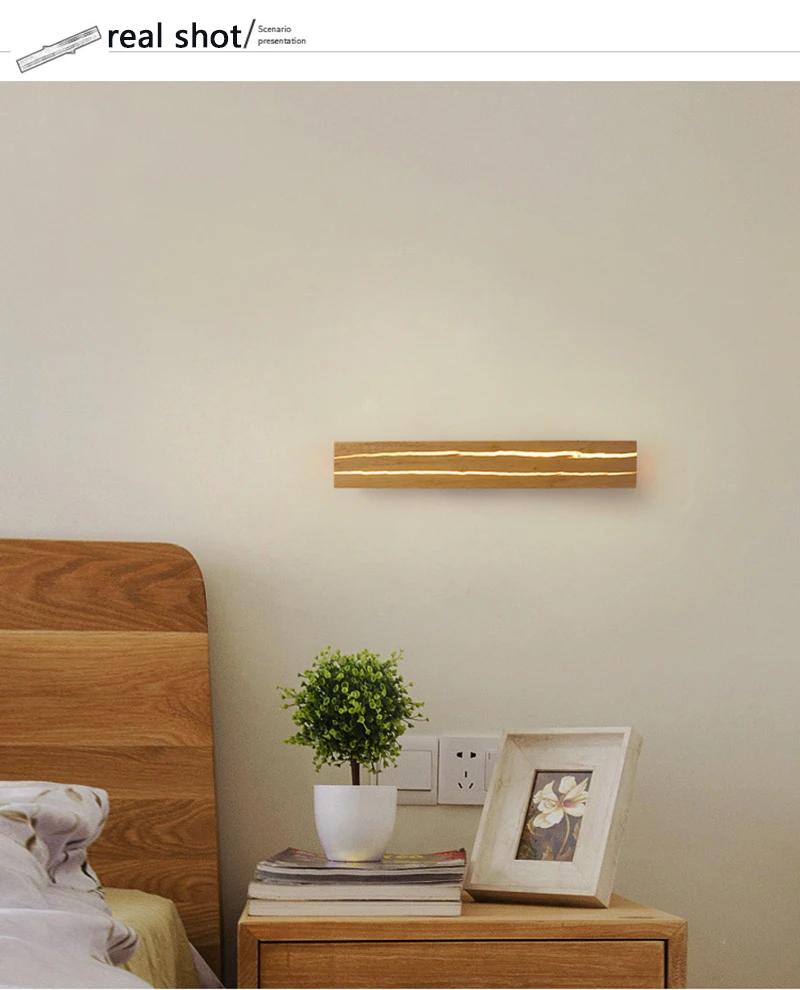 Imagem -05 - Nordic Solid Wood Rotatable Led Wall Lamp Luz do Quarto Decoração de Cabeceira Quarto de Hotel Iluminação Simples Home Decor