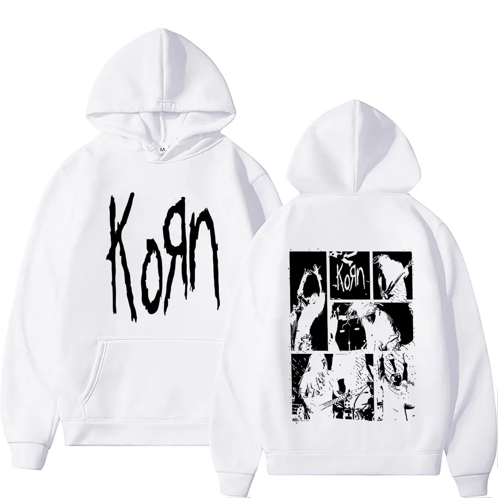 Alternative Nu Metal Rock Band Korn Double Sided Graphic Hoodie Men Gothic Vintage Pullover Tracksuit Male Fleece Cotton Hoodies