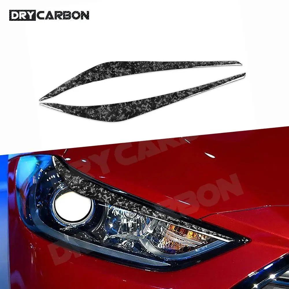 

Forged Carbon Fiber Car Headlight Eyebrows Eyelid Cover For Hyundai Elantra 2016 2017 2018 Auto Car Light Decoration