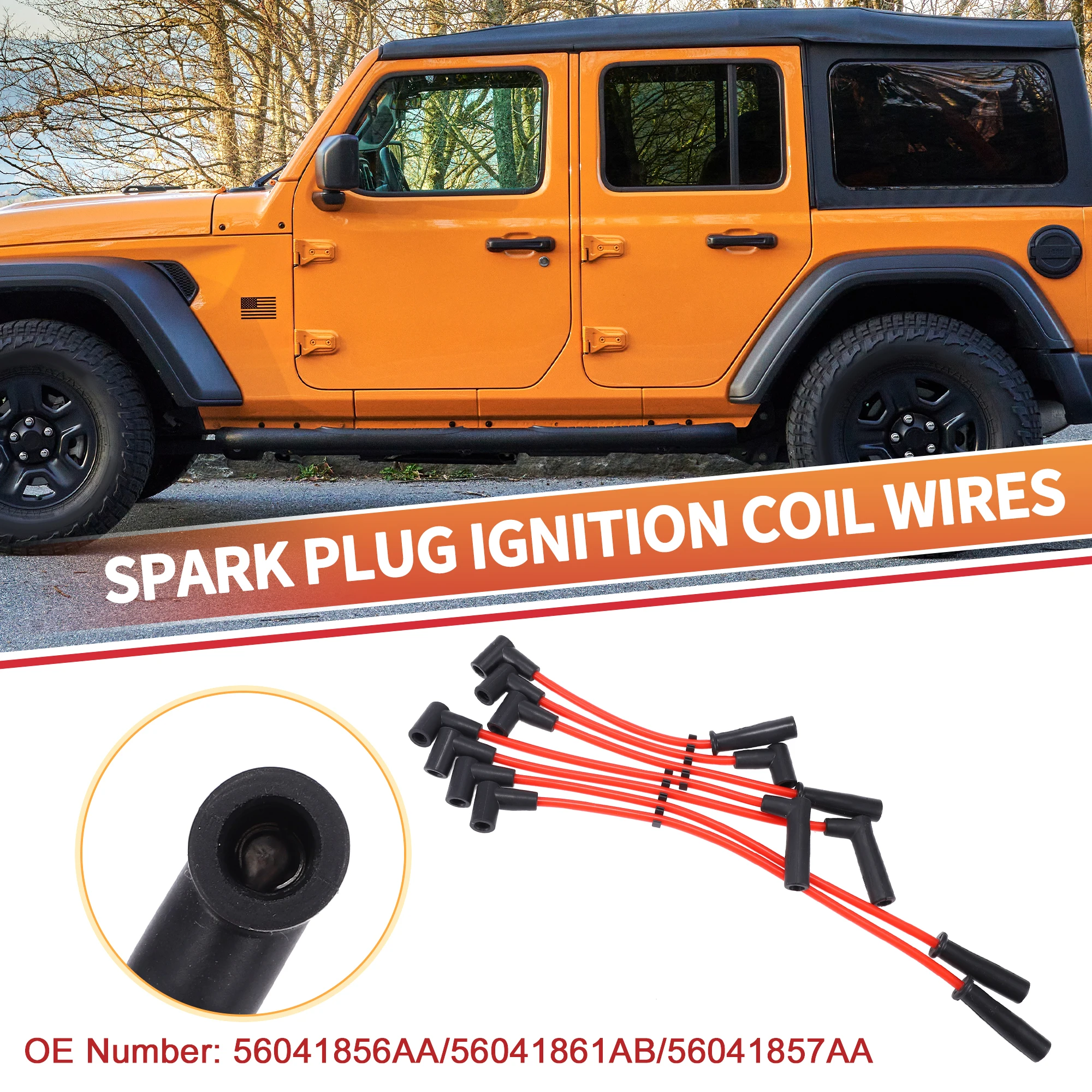 

UXCELL 7 шт. провод свечи зажигания кабель катушки зажигания No 56041856AA для Jeep Cherokee XJ L6