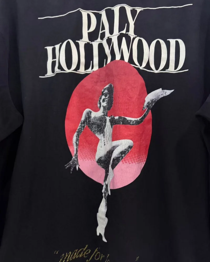 Paly Myra BreckenridgeTrendy High Street Retro Hip-Hop Washed Fall Men's Women's Printed Long-Sleeve T-Shirt Tops