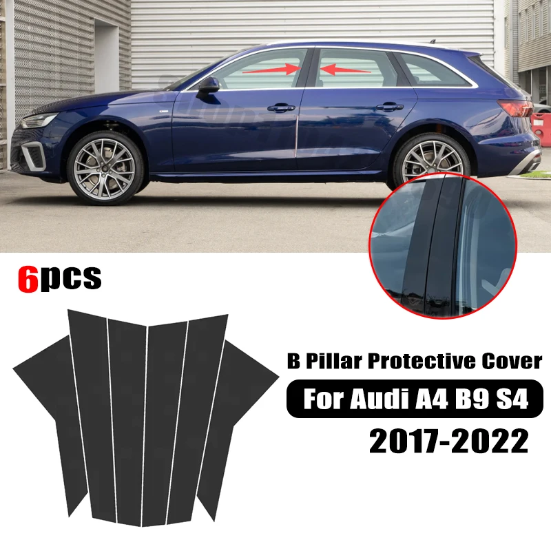 For Audi A4 B9 S4 2017-2022 Car window decorative cover center protective film pillar B C pillar sticker automotive parts