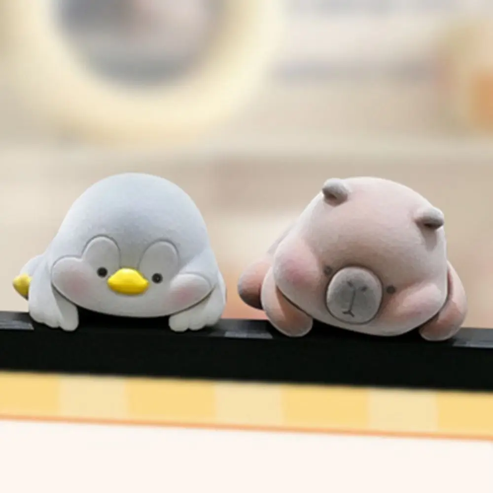 Flocking Computer Monitor Decoration Panda Dog Desk Ornament Screen Animal Model Rabbit Cartoon Center Console Monitor Screen