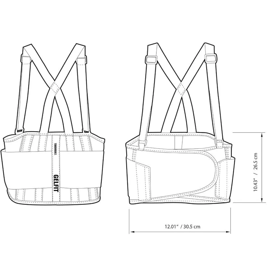 TOUGHBUILT Back Support Belt Large Attached Suspenders Comfortable and Durable TB-45G-L