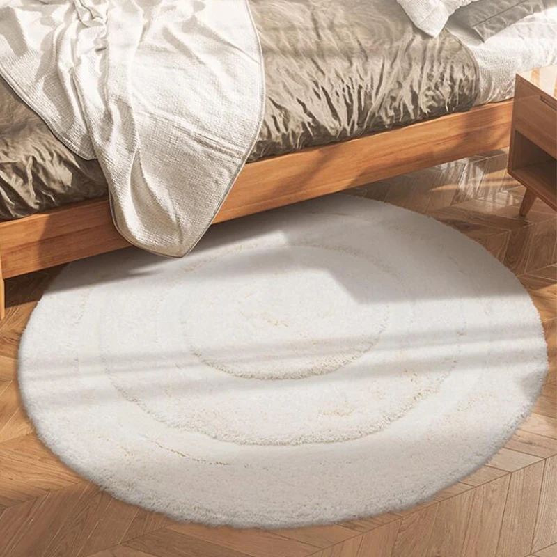 Round Carpet Living Room Cream Style White Cloakroom Decor Rug Soft Fluffy Decor Area Rug Bedside Soft Decor Carpets Study Floor