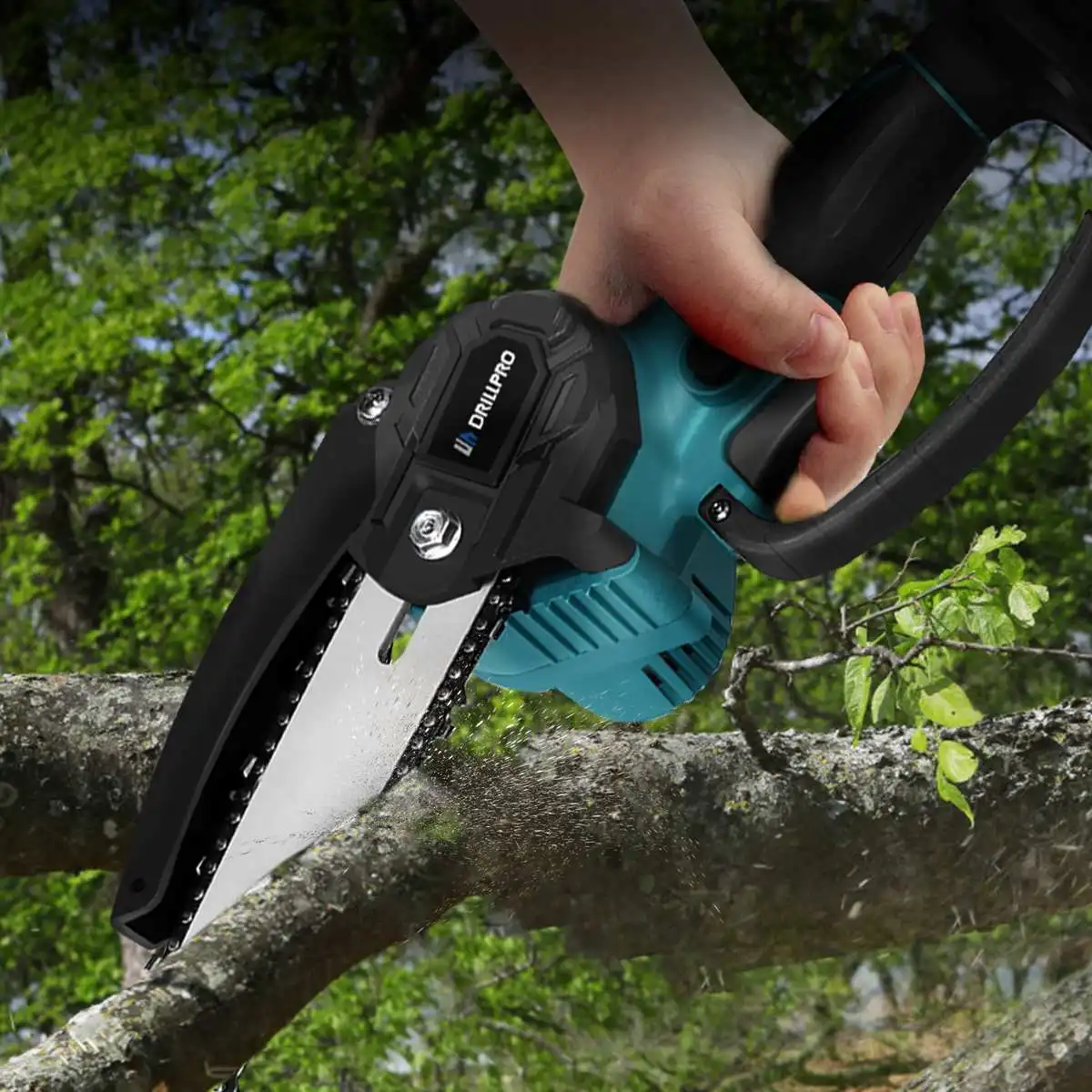 Drillpro 6 Inch 1500W Electric Chainsaw Variable Speed Woodworking Garden Pruning Saw Sharpener Power Tool forMakita Battery