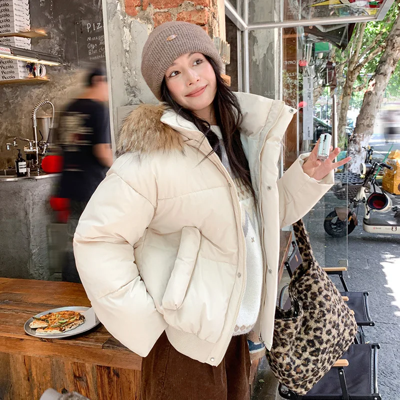 Parkas Women Short Coats Hooded Zipper Jackets Full Sleeve Thick Warm Outerwear Y2k Streetwear Jacket Coat Autumn Winter