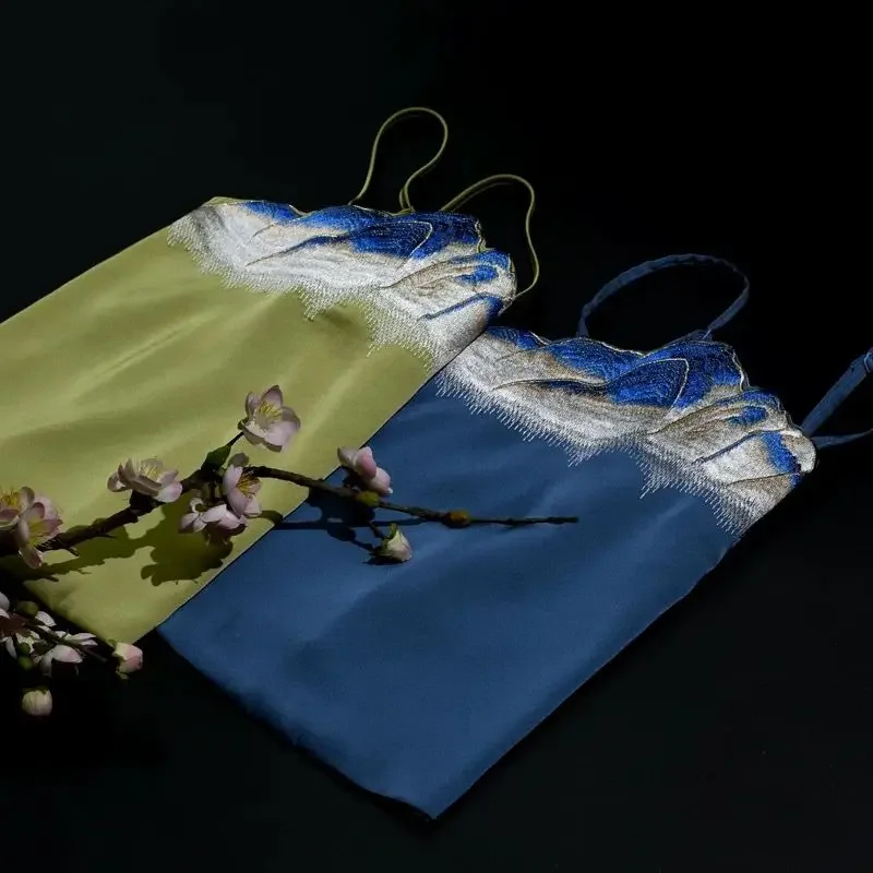

Hanfu Embroidery Camisole Women Camisole Blue Green Hanfu Camisole Vest Lining Inside Top Plus Size XXL