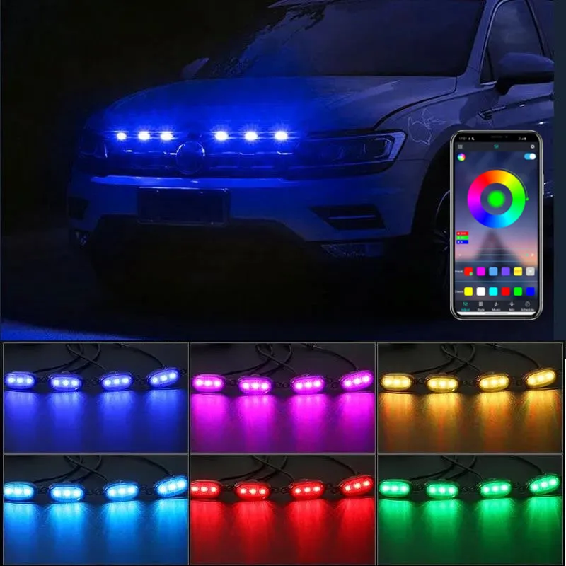 

12V Car LED Front Grille Light RGB App control Grill Smoke Mini LED light for Ford F150 F250 F350 for Raptor For Toyota Tacoma