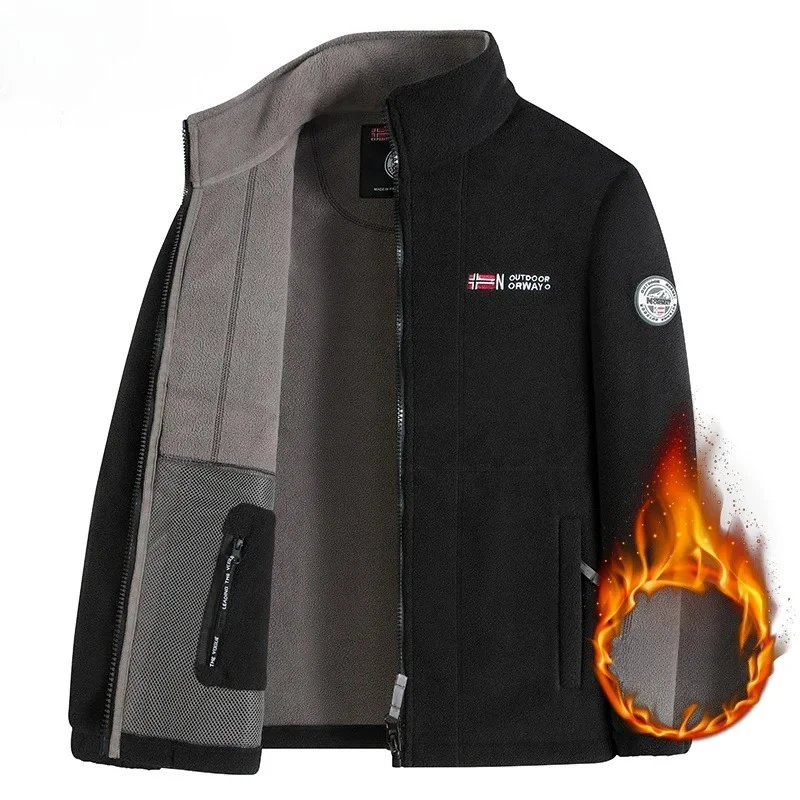 سترة صوف للتزلج في الهواء الطلق للرجال للخريف والشتاء ماركة سميكة باردة جدًا من القطيفة معطف كاجوال مقاوم للرياح للثلج #6