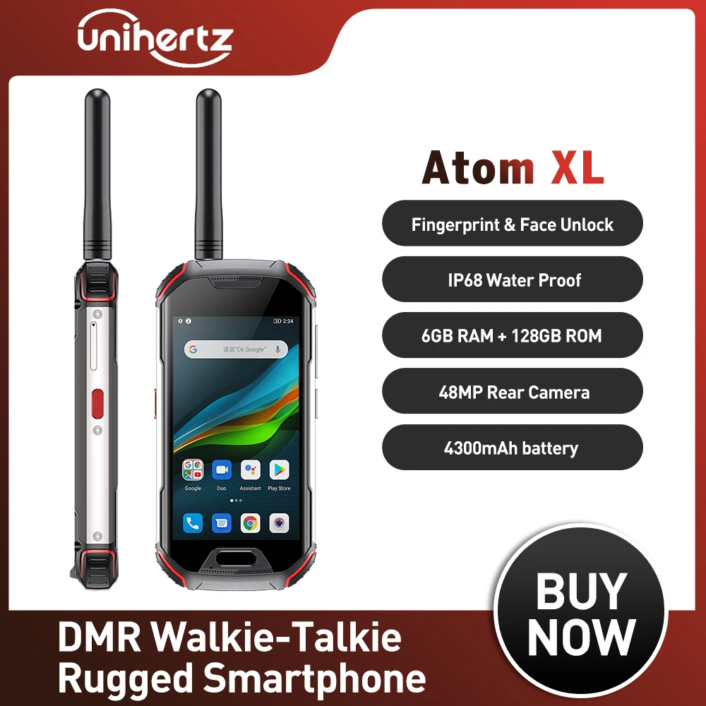 Unihertz Atom XL DMR Walkie-Talkie Rugged Mobile phone IP68 Waterproof 6GB 128GB Android 10 48 MP 4300mAh NFC 4G Cellphone