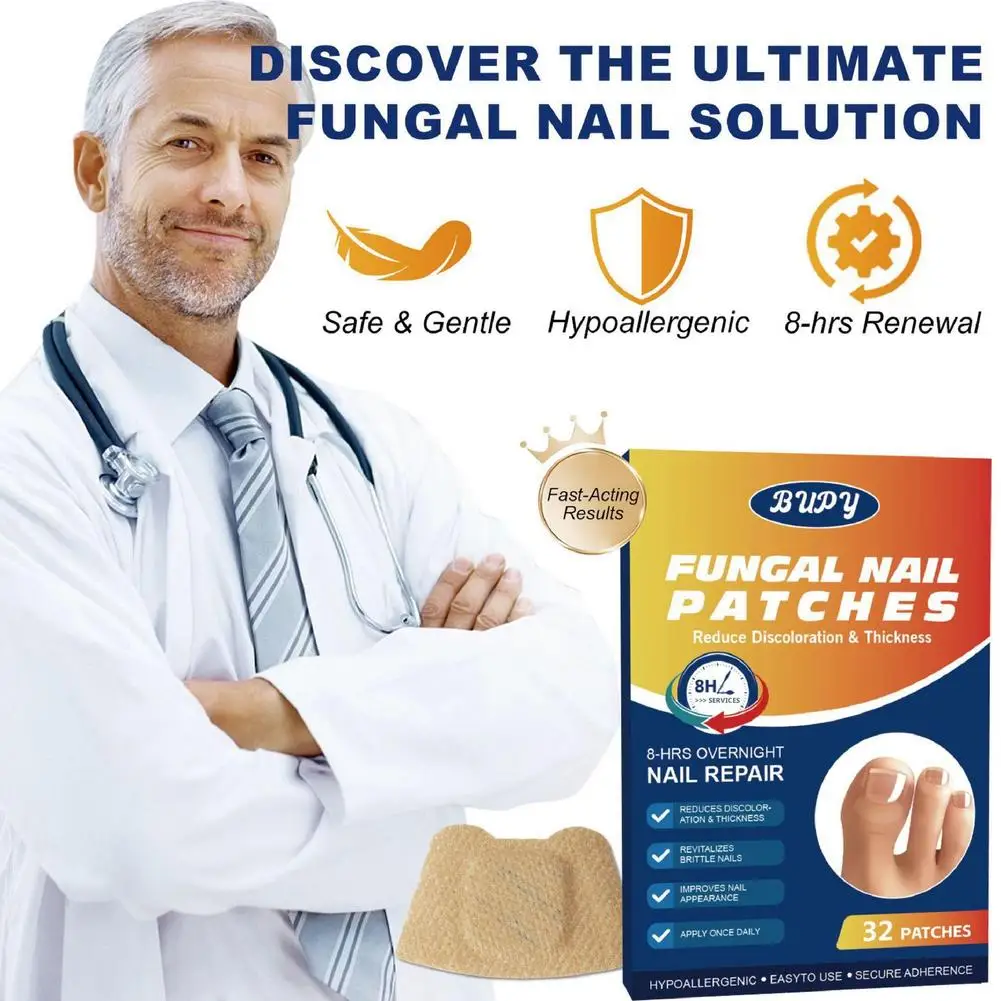 1box Nail Care Patches Nail Repair Patch Grey Fungal Care Nails Toenail Thickening Soft Treatment Ingrown Paronychia Sticke C4H4