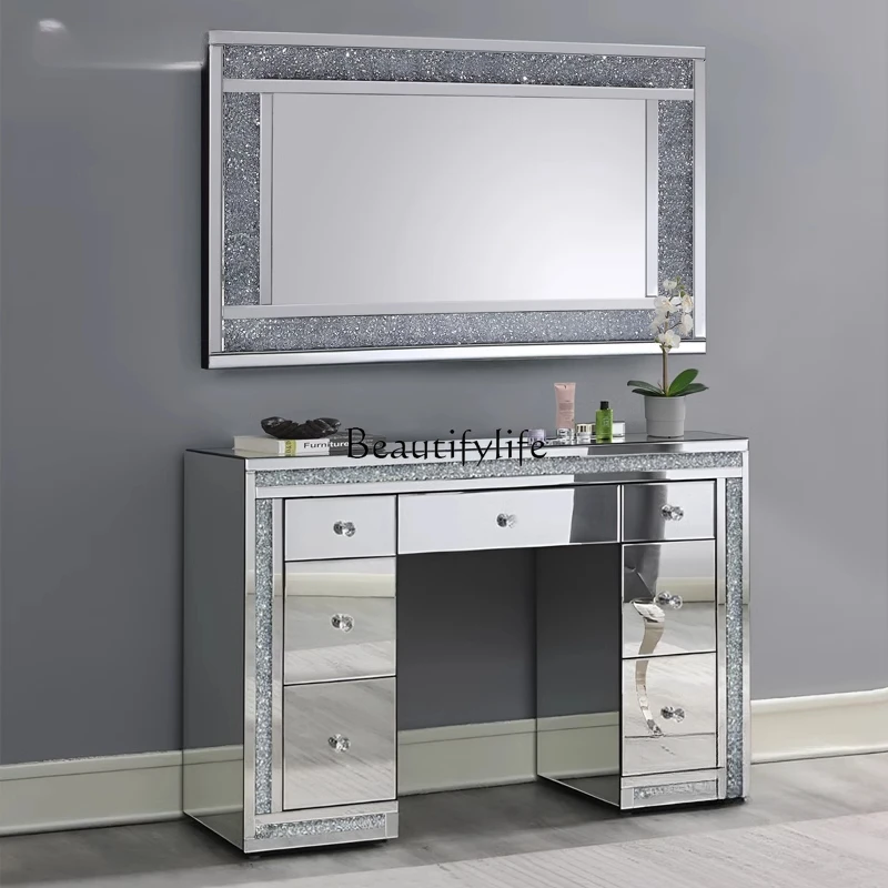 

New bedroom European mirror dresser modern light luxury storage cabinet