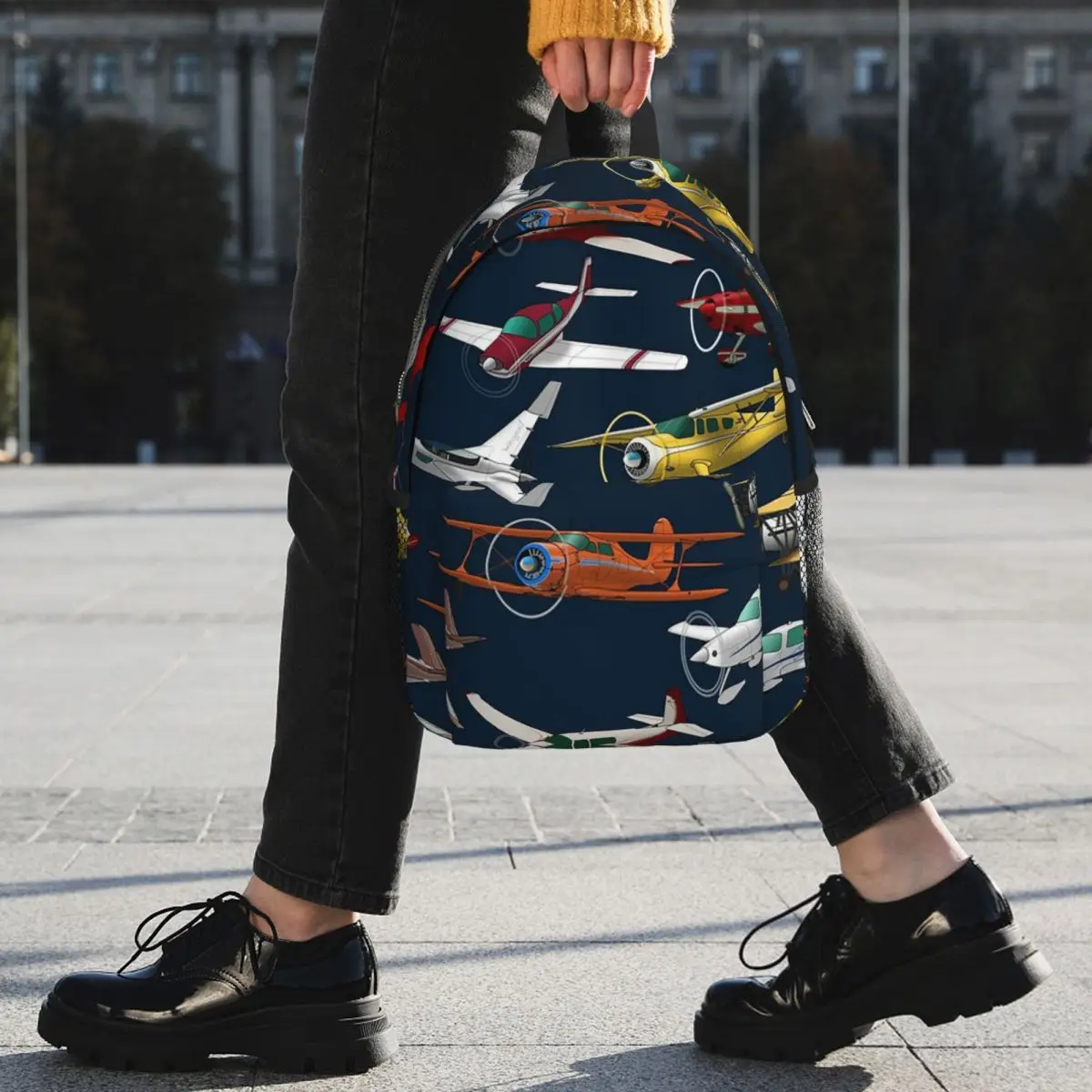 Cartoon Airplane Aviation Themed Backpack Student BookBag Children School Bag Laptop Shoulder Bags for Boys Girls