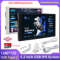 TURZX New 5.2 Inch IPS Secondary Screen 1280x720 USB-C Interface CPU GPU RAM Computer Monitor Extended Screen for Windows 10 11