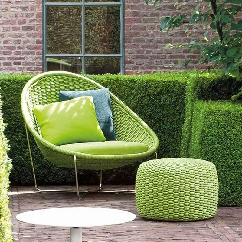 Villa outdoor balcony sofa leisure rope rattan chair single bed and breakfast hotel outdoor garden rattan sofa chair