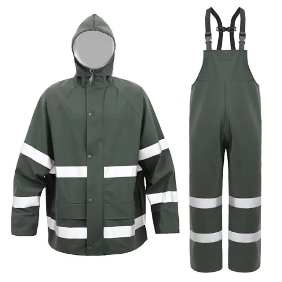 

Rain Suit For Men Women Waterproof Heavy Duty Rain Gear Reflective Jacket for Fishing Outdoor Work Raincoats