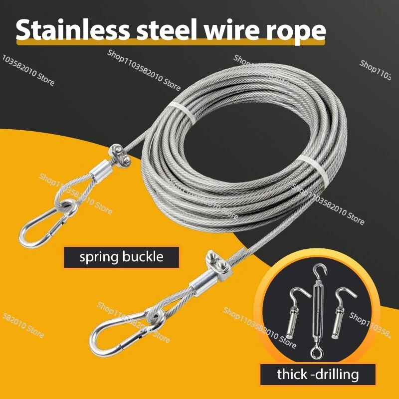 250lbs Load-Bearing Stainless Steel Wire Rope Clothesline, Windproof Non-Slip Portable Laundry Rope Indoor & Outdoor