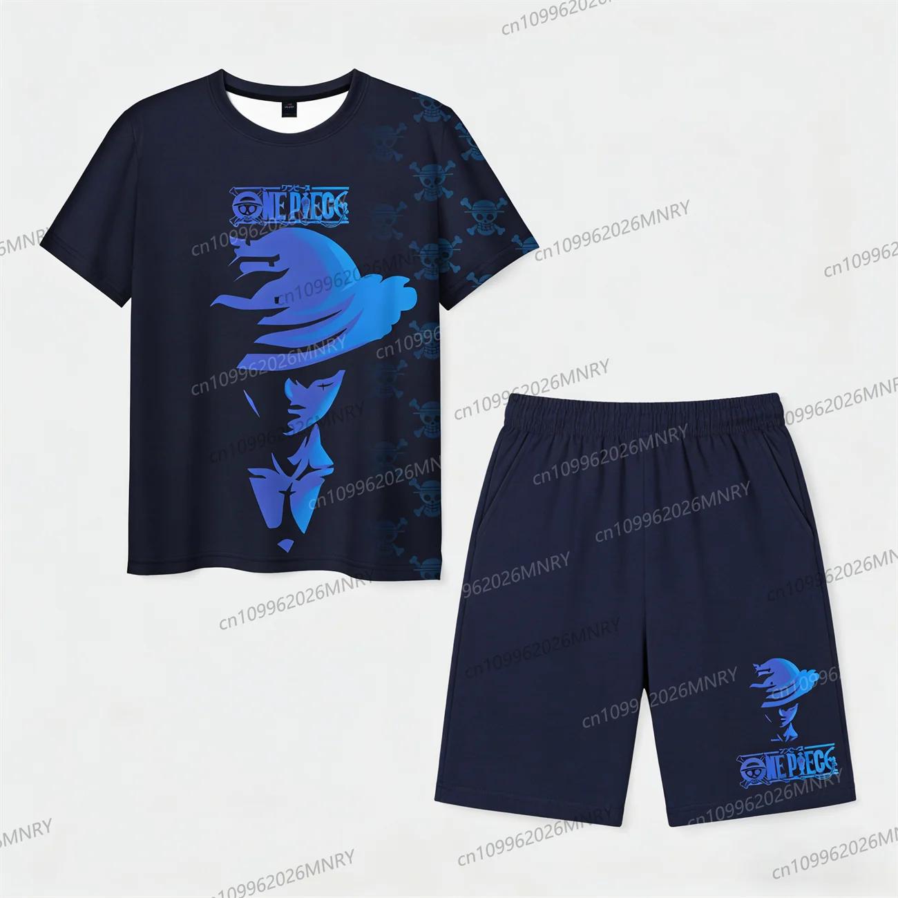 

3D Print Japanese Anime One Piece 2 piece set men's summer tracksuit men T-shirt set Men's tracksuit two piece set Sportswear