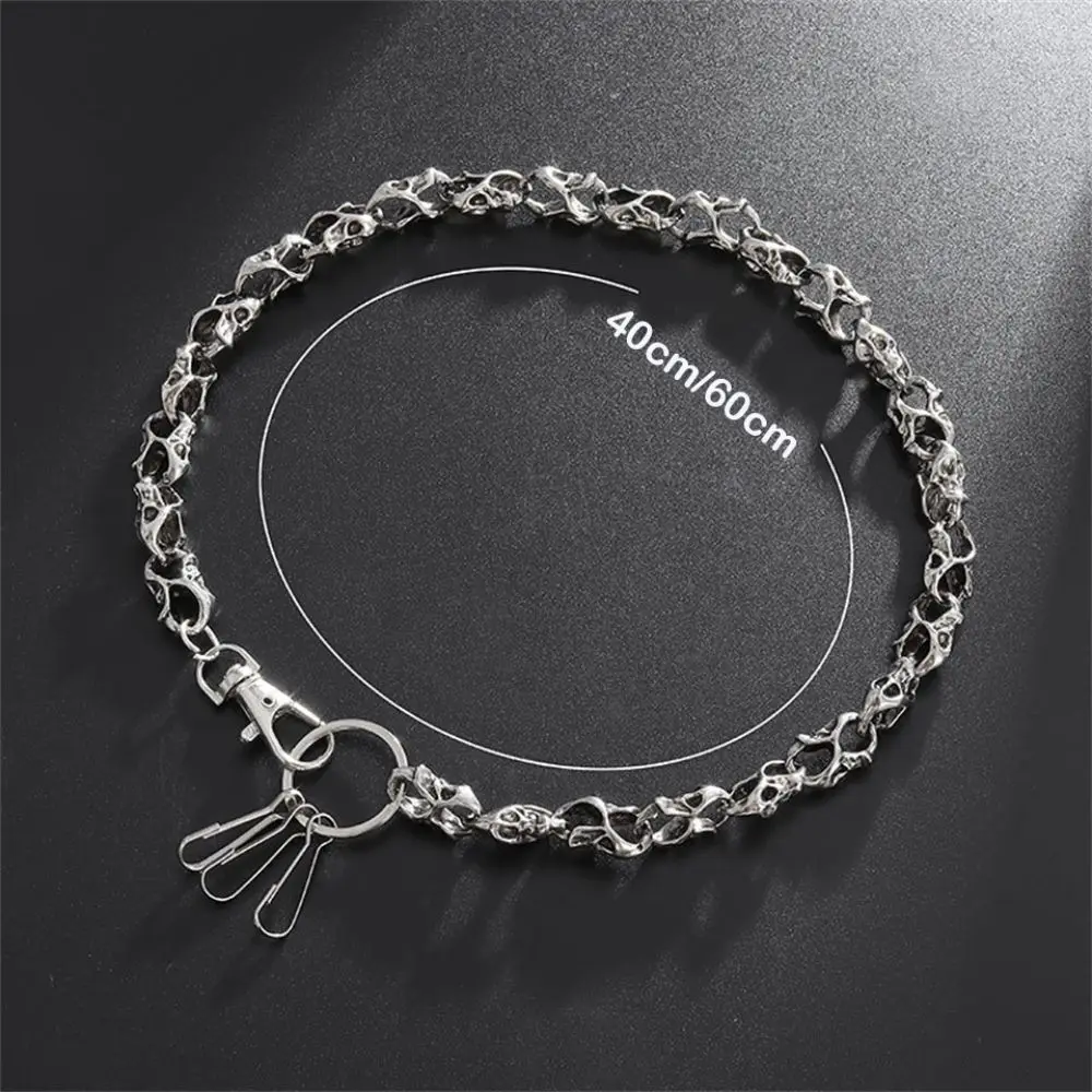 Fashion Alloy Gothic Punk Heavy Waist Chain Silver Durable Men Skull Wallet Chain 40/60cm Biker Riding Rock Fashion Accessories