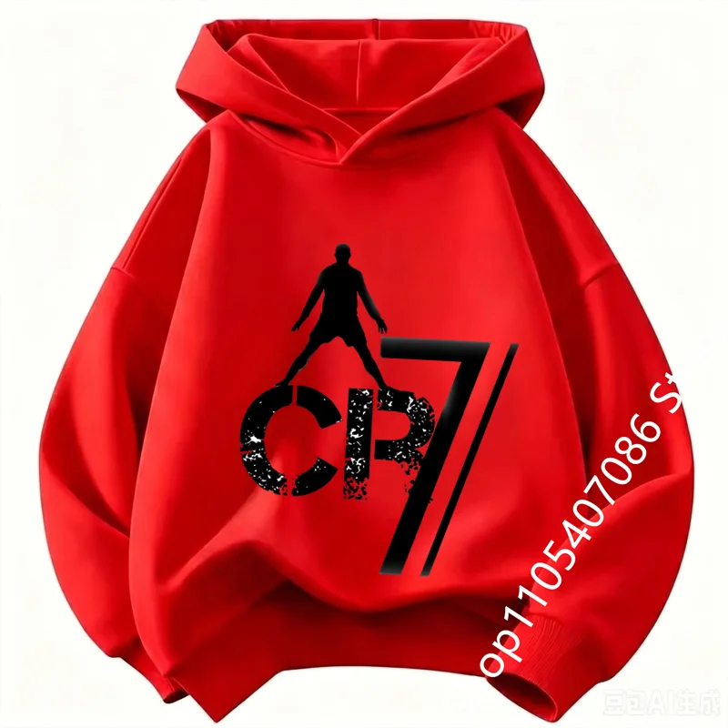 2026 Sports Icon Style: New Ronaldo CR7 Kids' Hoodie for 3-14 Years, Casual Wear, Vibrant Cool Playful Vibe
