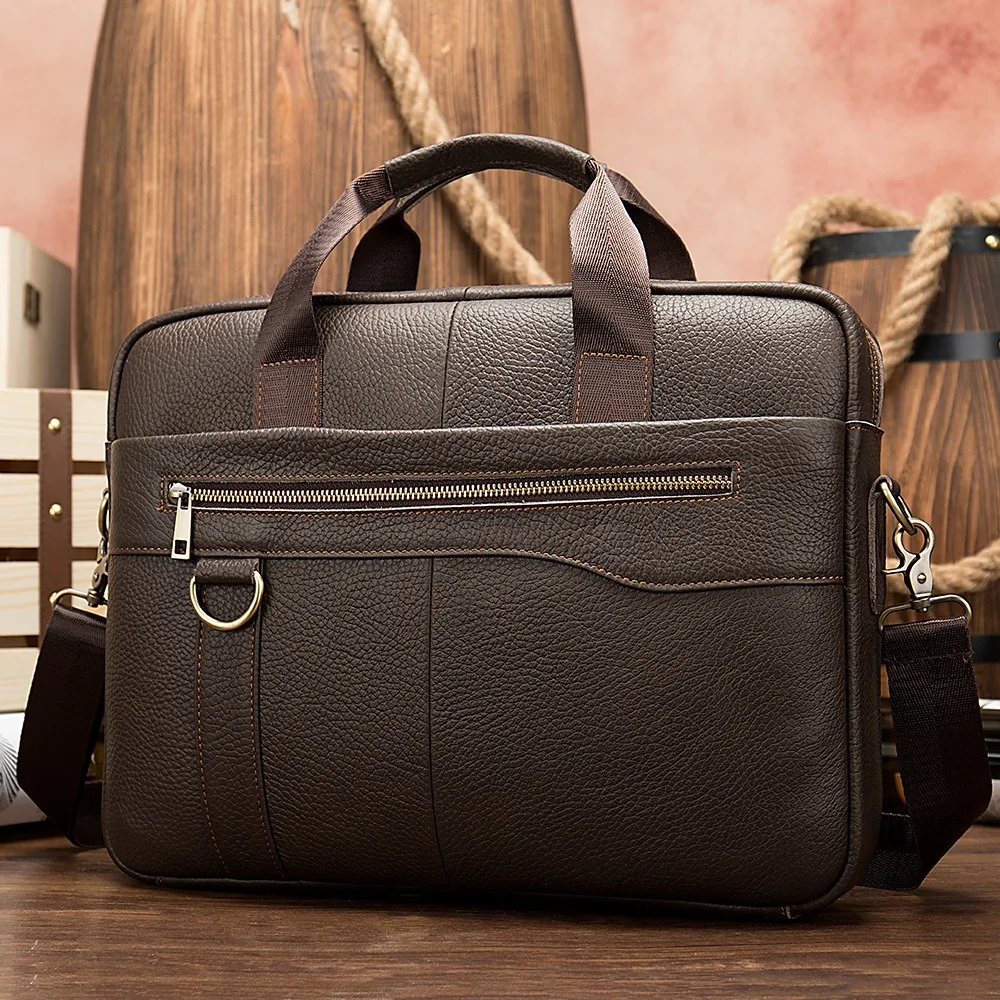 

Nesitu Vintage A4 Black Coffee Genuine Leather Executive 14‘’ Laptop Men Briefcase Cowhide Messenger Bag Portfolio Handbag M8629