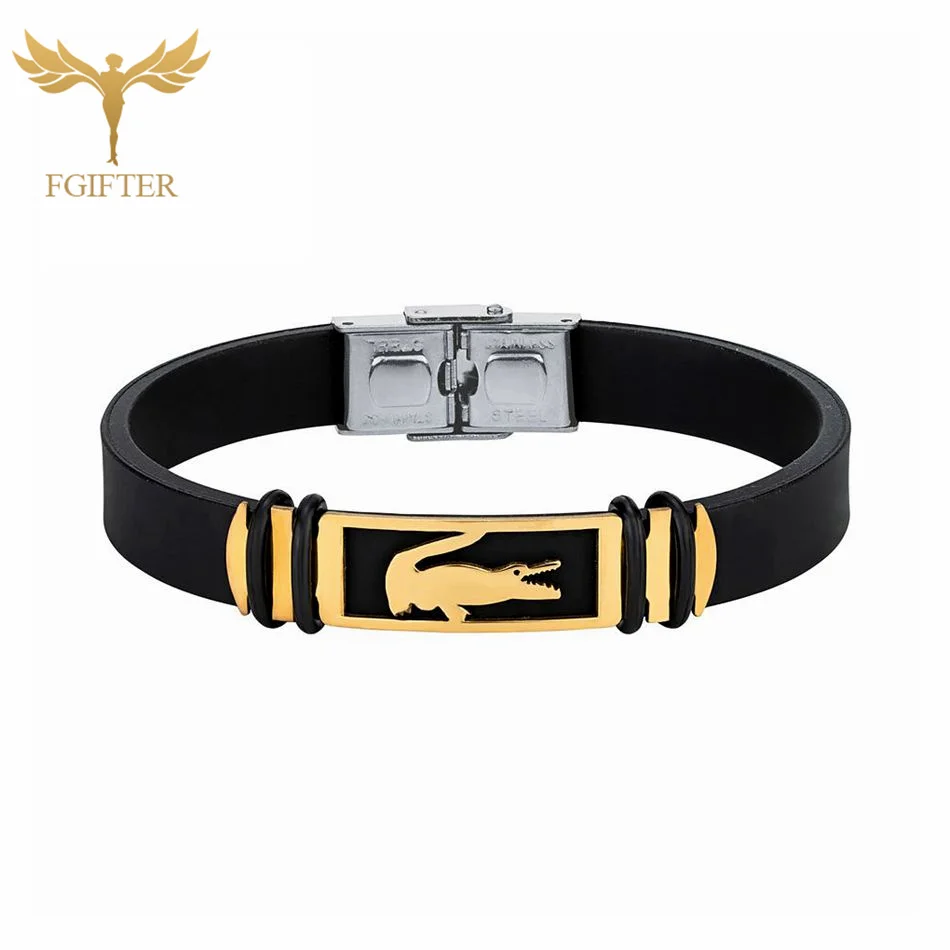 فاسق الحيوان التمساح أساور الألوان سوار معصم من السيليكون أساور الفولاذ المقاوم للصدأ اكسسوارات الرجال النساء مجوهرات الأزياء #1