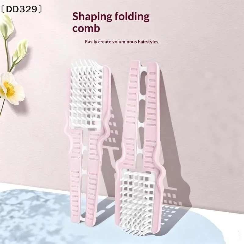 Lightweight Pink Folding Hair Shaping Comb With Soft Bristles Perfect For Daily Styling  Creating Voluminous Hairstyles〔DD329〕