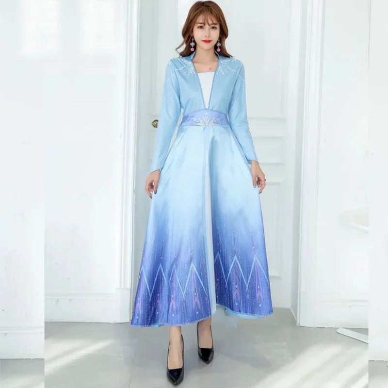 

Снежное платье для взрослых, костюм Эльзы и Анны на Хэллоуин, костюм принцессы ледяной королевы, полный комплект