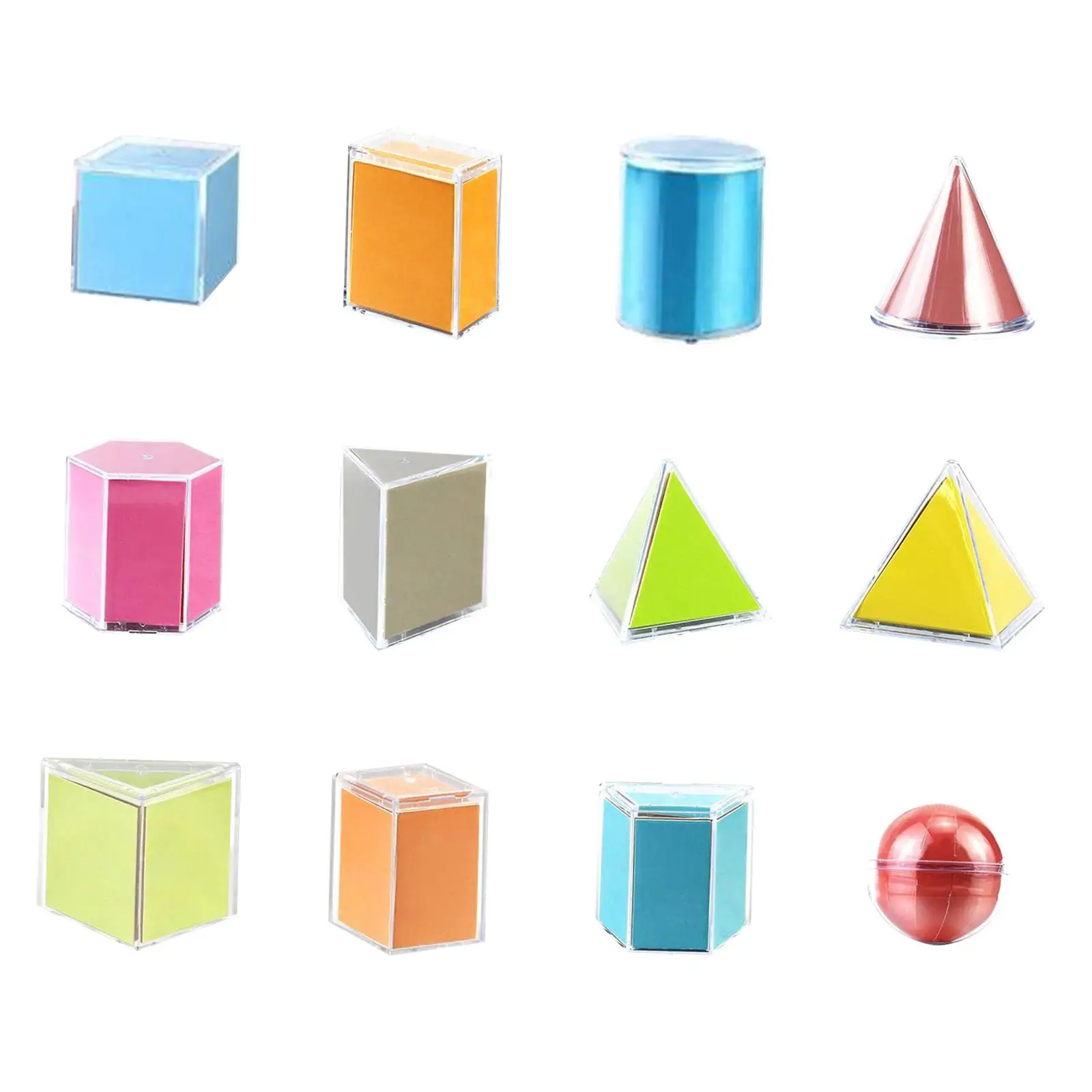 3D Shapes Geometric Solids Montessori Toys Multicolored Shapes 3D Shapes Geometric for Home School Supplies Preschool Elementary