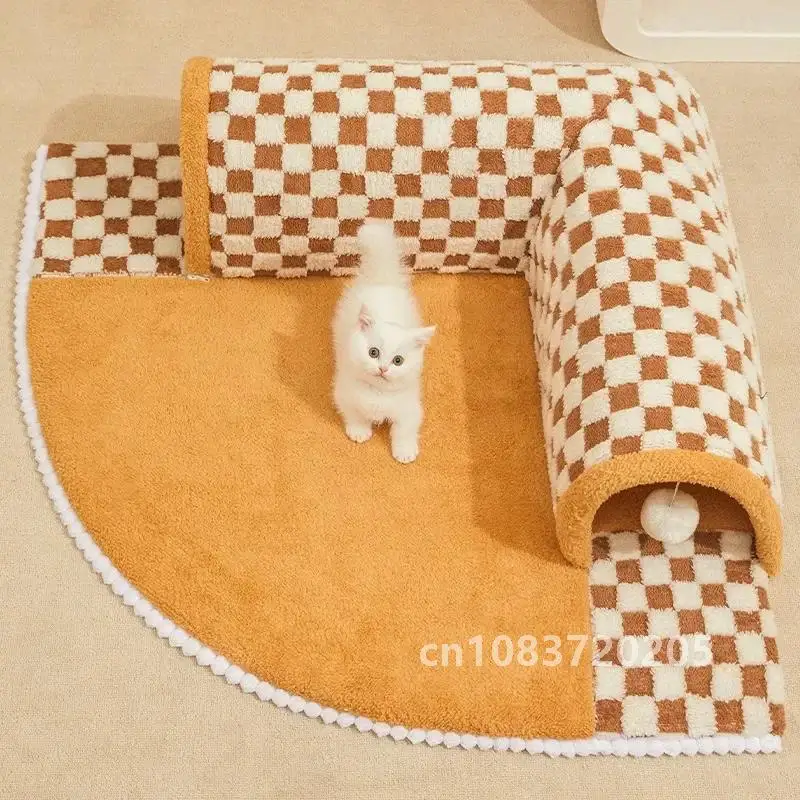 

Tunnel Cat Nest Winter Warm Removable Washable Bed Cat Shelter Closed House Autumn and Winter Mat Pet Supplies Accessories