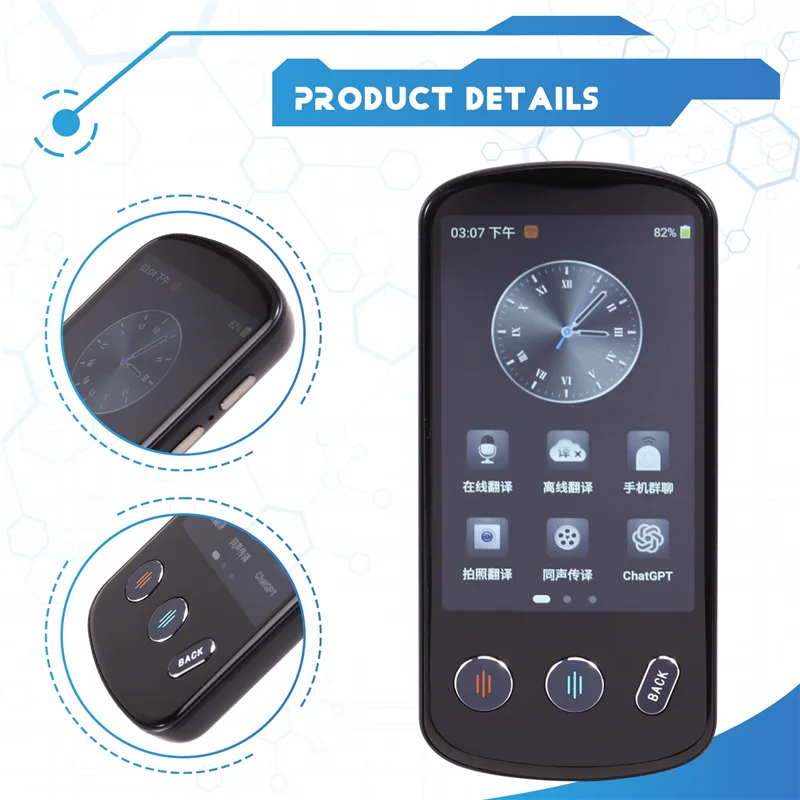Y22A-P60 مترجم صوتي محمول 138 لغة ترجمة غير متصل في الوقت الحقيقي جهاز ترجمة الصور الصوتية الذكية AI