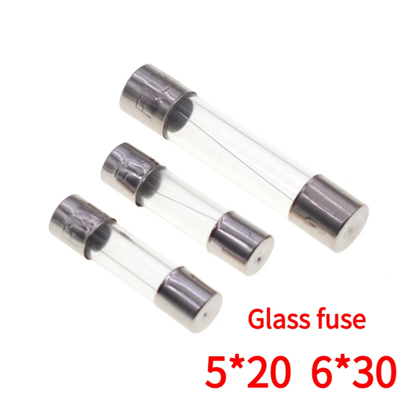 5*20 6*30 Fusível de vidro Fusível rápido 250V 0,1A 0,2A 0,5A 1A 2A 3A 3.15A 4A 5A 6A 7A 8A 10A 12A 15A 20A 30A Sopro rápido 5x20mm 6x30mm