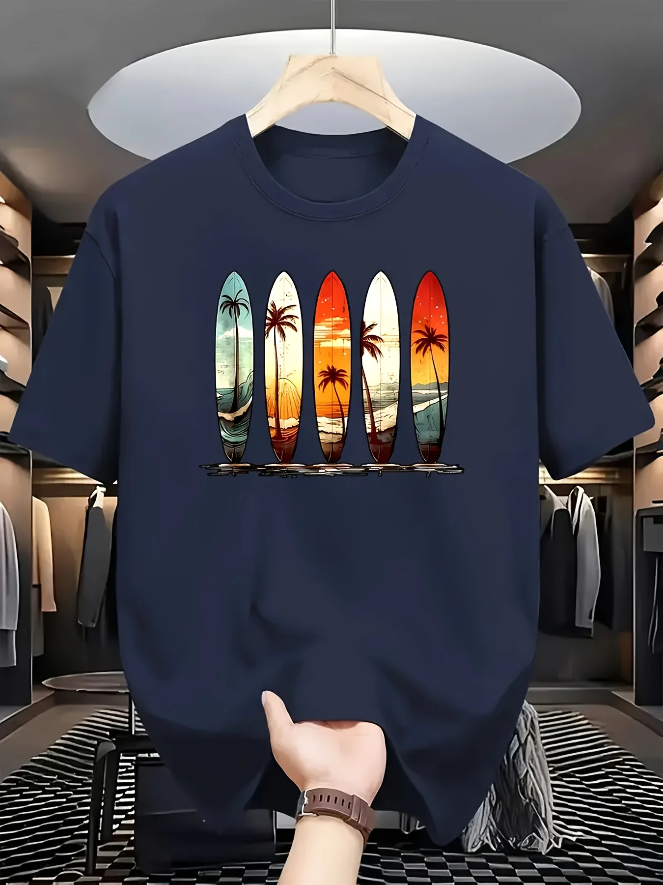 2026 Summer Men's Retro surf culture Print T-Shirt Stylish and Casual Tee Streetwear Oversized Loose Casual Short Sleeve