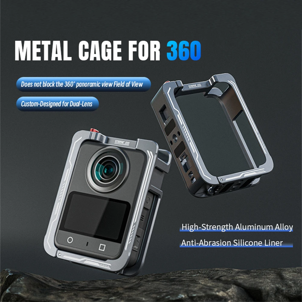 Gaiola de coelho de metal para dji osmo 360, proteção de liberação rápida, estrutura de suporte de tiro vertical, capa durável, acessórios de câmera