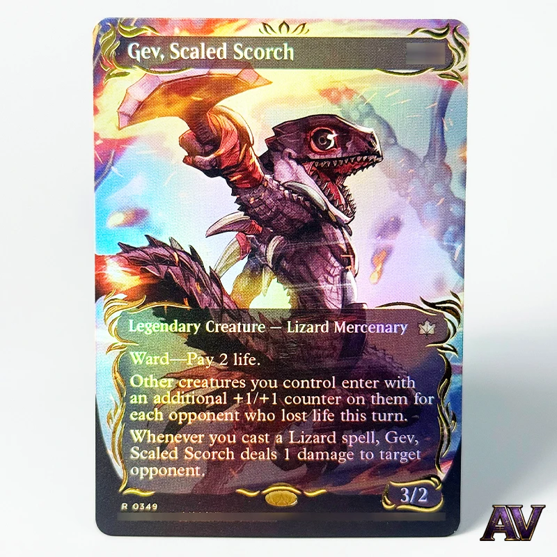 

[English] Gev, Scaled Scorch Finneas, Ace Archer Baylen, The Haymaker Alania, Magical Game Rare Playing Trading Proxy Cards