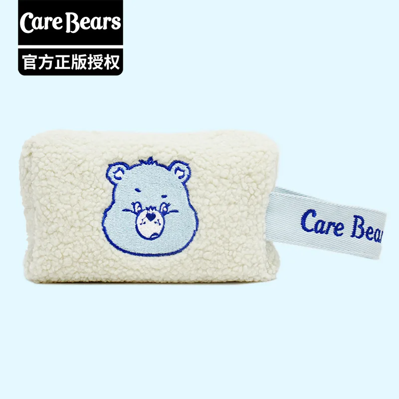 Kawaii Rainbow Bear Make Up Bags, Anime Carebears, Nuvens Sherpa Cosmetic Bag, Estojo de Lápis Estudante Dos Desenhos Animados, Porta-moedas, Presente da menina